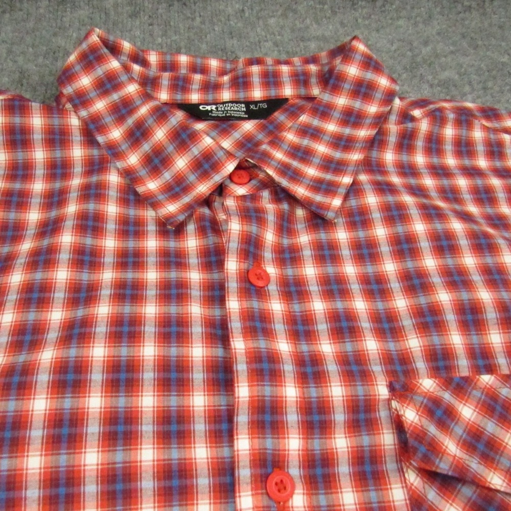 Outdoor Research Shirt Mens Extra Large XL Seapine Cranberry Plaid Short Sleeve‎ - Picture 16 of 16